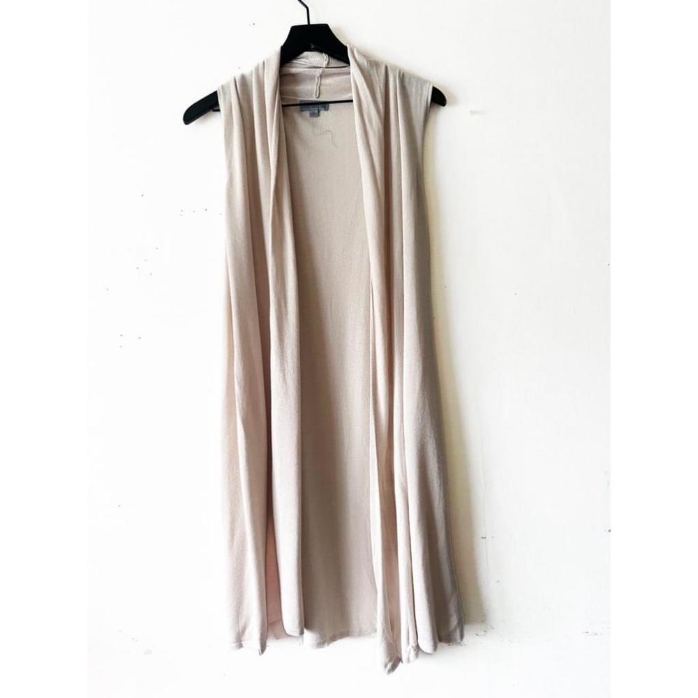 Joseph A. Beige Sleeveless Duster Cardigan Sweater Vest Women's Size M